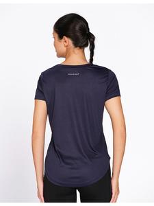 Munns & Mars Navy Blue Women's Solid Active Wear <b>T</b>-<b>Shirt</b> Crafted In Polyester With Relaxed Loose Fit Scoop Neck For Fitness - Product Image 2