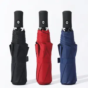 Paraguas automático plegable logotipo personalizado precio barato promocional a prueba de viento para paraguas de 3 pliegues