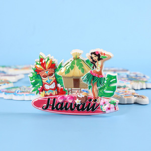 Aimants de réfrigérateur en résine écologiques transfrontaliers de style Art Déco, couleur personnalisée, souvenir touristique décoratif, thème Hawaï américain - Product Image 4