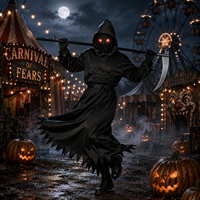 Costume de Cosplay Halloween Fantôme Grim Reaper, Tenue de Vampire, Monstre Terrifiant aux Yeux Rouges et au Sabre, Costumes d'inspiration Cinéma et Télévision
