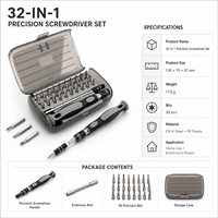 Kit d'outils de réparation électronique de précision 32 pièces, embouts magnétiques micro, tournevis de qualité industrielle, multi-usages, pour têtes de vis en plastique