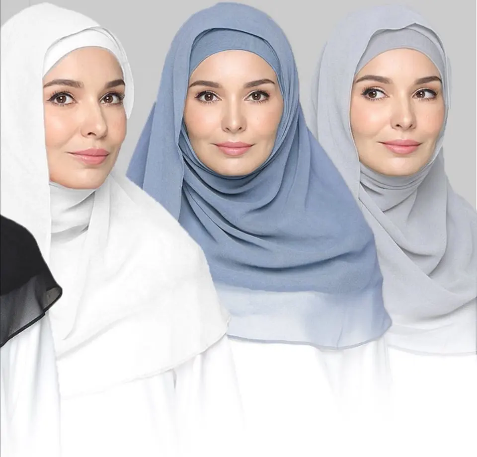 2024 gaya baru arab Harga bagus grosir mutiara sifon syal tudung muslim Ramadan wanita hijab selendang