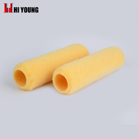 Recharge de rouleau de peinture non pelucheux en polyester jaune de 1/2 po de style américain de 9 pouces