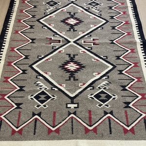 Geometric Kilim Area Rug Flat Weave Wool Rectangle Non Slip Wool Backing Eco Friendly Reversible Living <b>Room</b> Home Decor Gray Red - Product Image 1