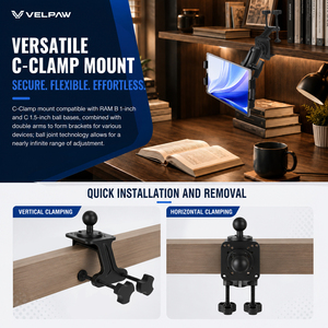 ขายึดเรืออะลูมิเนียม Welpaw แบบ C-Clamp, ฐานยึดปรับได้ขนาด 3.27 นิ้ว สำหรับรางเรือ โต๊ะ และอุปกรณ์ทางทะเล - Product Image 5