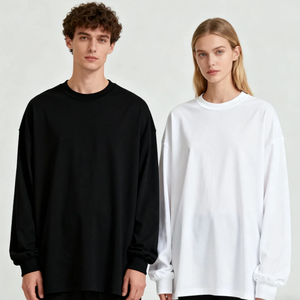 <span class=keywords><strong>T</strong></span>-<span class=keywords><strong>shirt</strong></span> pour <span class=keywords><strong>femme</strong></span> en coton 100% lourd, respirant, écologique, surdimensionné, à épaules tombantes, à manches longues, personnalisé, de luxe - Product Image 3