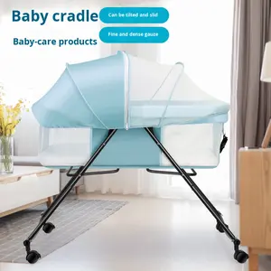 Katlanabilir dört tekerlekli bebek sallanan yatak yeni bebek yatıştırıcı sandalye Recliner çocuk beşiği dayanıklı plastikten yapılmış - Product Image 4