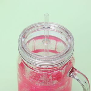 New 20oz AS <strong>Plastic</strong> Snow Globe Mason Jar Acrylic <strong>Double</strong> <strong>Wall</strong> <strong>Tumbler</strong> Cups Mason Jar Snowglobe <strong>Bulk</strong> With Colored Lid and Straw - Product Image 3