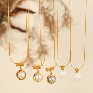 Collar de perlas con baño de oro real, grado AA, con engaste de bisel, cadena para clavícula, para mujer, uso diario. - Product Image 1