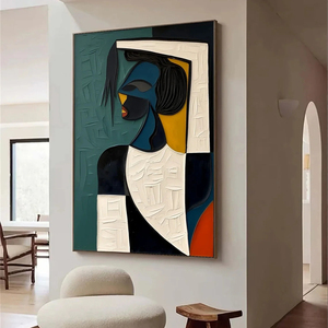 Peintures sur toile peintes à la main, portraits modernes, texture 3D, art abstrait Picasso fait main, décoration murale, toile acrylique - Product Image 6