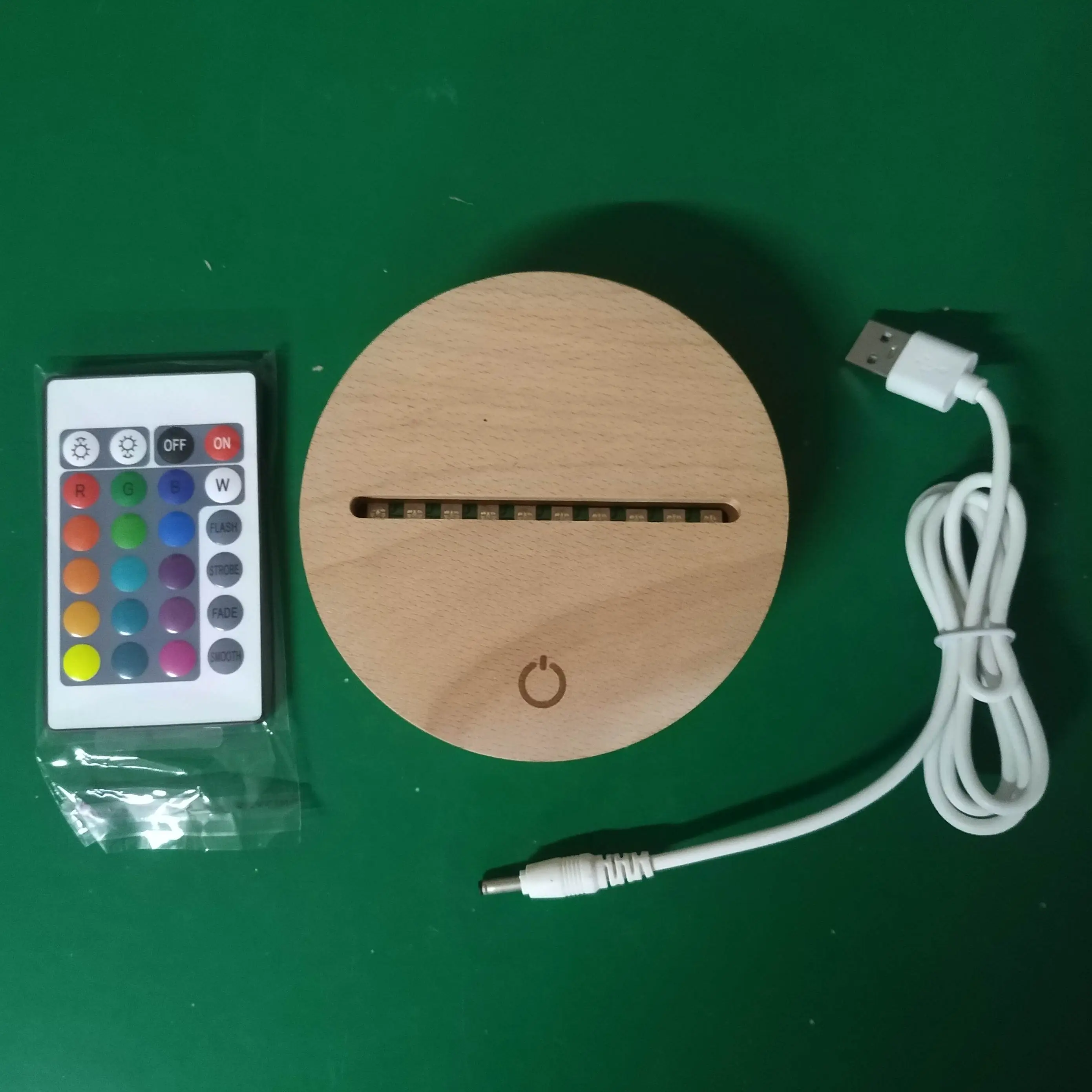 Led Wood base USB Cable Touch switch and Remote Control Night Light Base Acrylic 3D Led night lamp Assembled Base