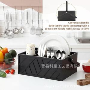 Wooden Cutlery <b>Box</b> With Dividers Large Capacity <b>Storage</b> Organizer For <b>Kitchen</b> Desktop Use - Product Image 1