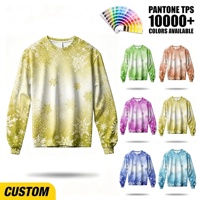 Sweat-shirt décontracté à col rond pour homme, personnalisé OEM ODM, avec impression intégrale par sublimation motif flocon de neige vert lime, idéal pour Noël