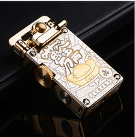 Briquet à silex compact vintage CHIEF en cuivre pur et laiton, rechargeable, avec logo personnalisé, pour cigarettes, cadeaux d'affaires CF708