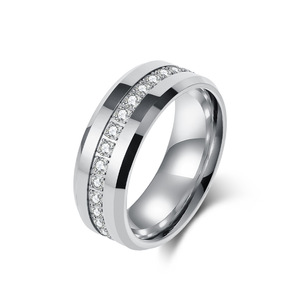 แหวนเพชรทังสเตนสตีล 6 มม. 8 มม. ทรงกลมเจียระไนแบบเหลี่ยมเพชรพลอย แหวนแต่งงานสำหรับทั้งชายและหญิง รูปทรงเรขาคณิต สีไม่ซีดจาง - Product Image 5