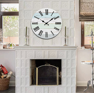 PUSELIFE Home Decor Retro Style Cheap MDF Wood <strong>Clock</strong> Wooden <strong>Wall</strong> <strong>Clock</strong> for Farmhouse Living Room Decoration - Product Image 5
