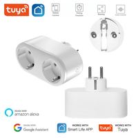 Enchufe Inteligente Inalámbrico Wifi Esp8684 CE Tuya con Control Remoto, Doble Salida, Estándar Europeo, con Medidor de Energía