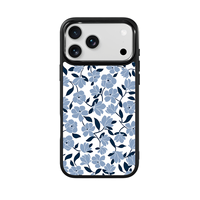 Coque de téléphone AG Feeling Black Edge avec motif floral bleu-noir doré pour iPhone 17, 17 Pro Max, 16 Pro, 15 – Coque magnétique
