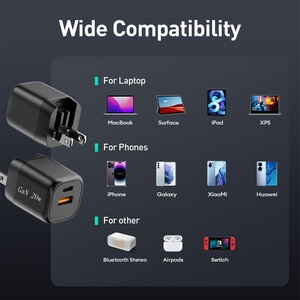 شاحن توموكس 20 واط <span class=keywords><strong>USB</strong></span>-C بمنفذين صغير للهواتف المحمولة، شاحن حائط متعدد المنافذ بشعار مخصص، شاحن سريع بتقنية GaN مع شهادات CE وROHS وCB - Product Image 4