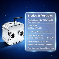 Moteur d'éclairage de plafond à fibres optiques 32W RGBW LED, double ports 30mm, contrôle par APP, RF et vocal, ultra-silencieux pour voiture et maison, effet ciel étoilé