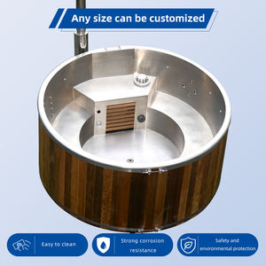 Style de conception industrielle chinoise extérieur cèdre bois massif sauna bain à remous Spa revêtement en acier inoxydable pour 2-5 personnes de trempage - Product Image 6