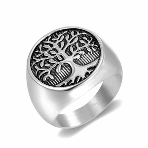 Bague pour homme en acier inoxydable Arbre de Vie, style vintage <span class=keywords><strong>celtique</strong></span> viking Yggdrasil, inaltérable, bijou religieux pour homme - Product Image 3