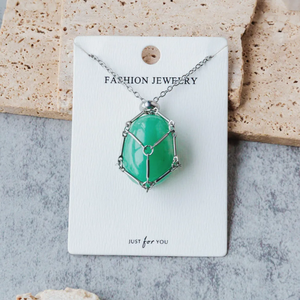 Collier en bambou tressé avec pendentif en <span class=keywords><strong>pierre</strong></span> naturelle roulée et cristal, idéal pour un cadeau - Product Image 4