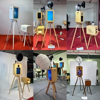 Photomaton commercial double face en bois avec écran tactile avant 18,5 pouces pour iPad et appareil photo reflex numérique arrière, idéal pour la location événementielle et les mariages