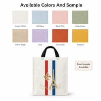 Sac de courses non tissé personnalisé avec logo, style français, imprimé, réutilisable, pour les courses quotidiennes, vente en gros