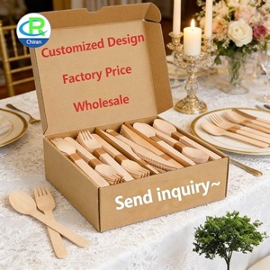Juego de Cubiertos Desechables de Madera Personalizados de Fábrica con Logotipo Personalizado, Servilleta, Palillo y Toallita Húmeda Incluidos, Ecológico para Empresas y Marcas - Product Image 2