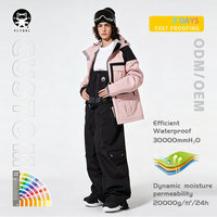 Prix d'usine Combinaison de snowboard unisexe ample avec pantalon cargo salopette, personnalisable, imperméable et coupe-vent 20k/20k, FLYSKI, fournisseur en gros de vêtements de ski