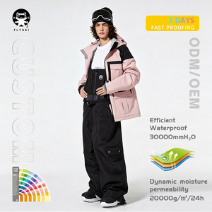 ชุดสโนว์บอร์ดแบบ unisex ราคาโรงงาน กางเกงคาร์โก้แบบมีสายรัดเอว ผลิตตามสั่ง กันน้ำ กันลม 20k/20k FLYSKI ขายส่งชุดสกีจากผู้ผลิต - Product Image 1