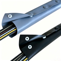 Gaine de protection antistatique et sans poussière en PVC lisse noir/gris pour câbles, pour salle blanche, avec bouton de fixation