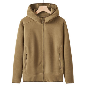 <span class=keywords><strong>Chaqueta</strong></span> de lana Polar con capucha suave informal para hombre de 400gsm, Sherpa forrado para invierno, cremallera completa, manga larga, ropa para exteriores, jersey de senderismo - Product Image 5