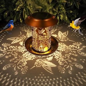 Wholesale Rated Solar Bird Feeder Hanging Ornament Garden Decor Hot Sale Creative IP65 Hollow Iron Lantern <b>LED</b> <b>Light</b> <b>Light</b> - Product Image 1