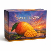 Boîte cadeau rigide personnalisée pour emballage de mangues de qualité supérieure, avec couvercle et base à motif peinture à l'huile coucher de soleil, vente en gros