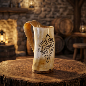 Nueva Jarra Vikinga Auténtica Hecha a Mano de Cuerno de Vaca, Jarra Natural para Beber Cerveza/Ale/Mead, Ecológica, Arte Folclórico, Estilo Medieval para el Hogar - Product Image 6