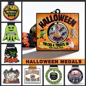 Medaglia Personalizzata in Smalto Morbido per Halloween con Nastri, Design Personalizzato per la Festa dei Morti, Medaglia Sportiva per Finisher di Gare Divertenti - Product Image 2