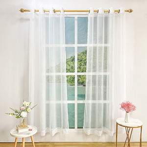 Rideau en mousseline léger et fin pour fenêtre, salon, <span class=keywords><strong>blanc</strong></span>, jacquard floral, tulle en polyester, voile, tissu transparent - Product Image 2