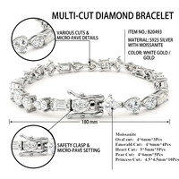 Bracelet tennis en moissanite à taille spéciale plaqué or blanc 18 carats, style vintage en argent S925, bijoux fins pour femmes