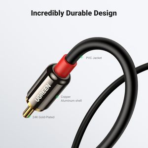 Câble Ugreen 3,5 mm vers RCA, adaptateur audio auxiliaire mâle, son HiFi, coque métallique, répartiteur en Y, conducteur en cuivre, gaine en PVC pour téléphone - Product Image 6