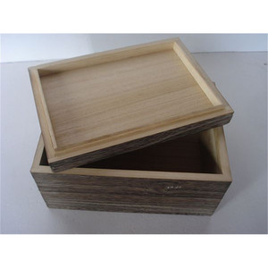 <b>Vintage</b> Style Charred Wooden Gift <b>Box</b> Rectangle With Lid Customizable Size For Gift Packaging - Product Image 4