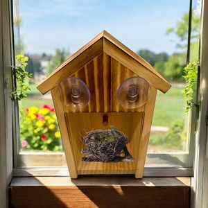 Fabriek Groothandel Natuurlijke Houten Dennenvinken Zangvogels <span class=keywords><strong>Frame</strong></span> Buiten Ophangen Vogelhuisje Bulk Met Zuignappen - Product Image 5