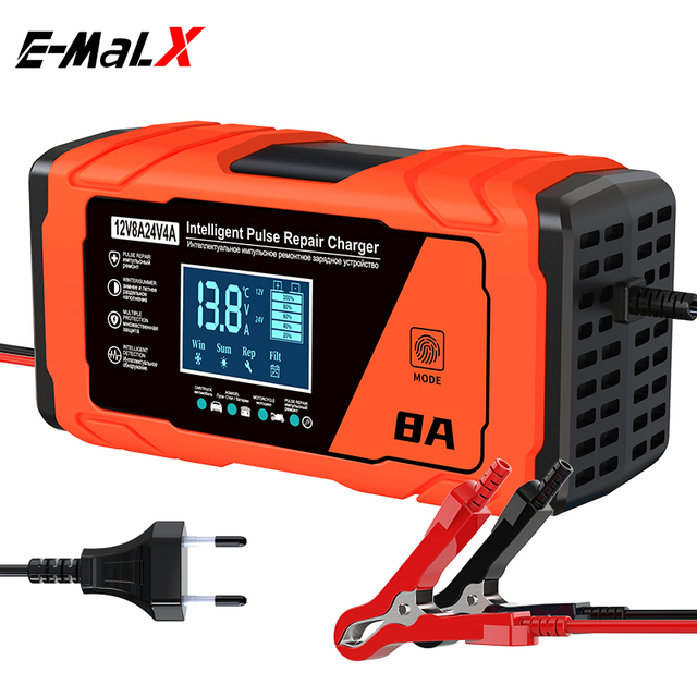 New Powerful Smart Switch 12V8A/24V5A Intelligent Pulse Repair Car Battery Charger and Maintainer