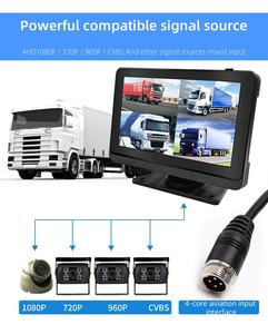 4CH Dvr Monitor de pantalla dividida de 7 pulgadas con Kit de cámara de respaldo Ayuda de marcha atrás de coche para camión Van Caravan Trailers Camper Bus - Product Image 4
