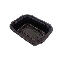 Boîte alimentaire jetable JY-805 en plastique noir avec couvercle, plateau en PS pour snacks, pizza, sushis avec couvercles