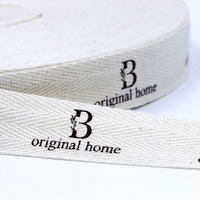 Ruban en coton naturel personnalisé avec logo, largeur 3/4 pouce (2 cm, 15 mm), ruban en coton sergé à chevrons imprimé, 100% coton, avec logo