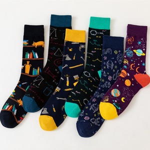 Calcetines divertidos de algodón unisex personalizados con logotipo estampado libros química matemáticas herramientas hombres mujeres algodón equipo - Product Image 2