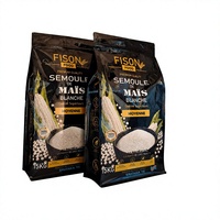 Sacs d'emballage alimentaire à fond plat avec logo personnalisé, sachets refermables à fermeture éclair pour farine et maïs, faible MOQ