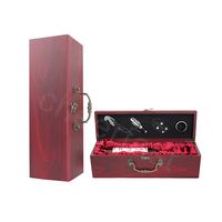 Privé Étiquette Accepter Bois De Stockage Du Vin Et 4pcs Accessoire Voyage Vin Cadeau Boîte 750ML Unique En Bois Boîte à Vin Bouteille Rouge